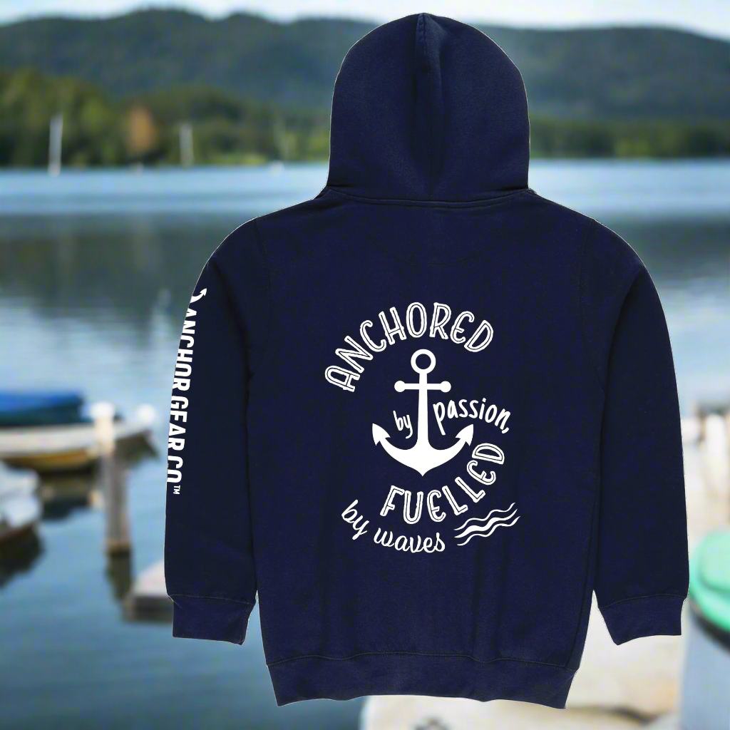 Anchored by Passion Full Zip Hoodie - Premium Boating Hoodie