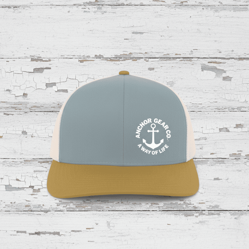 Trucker hat with 'Anchor Gear Co.' logo on a white background