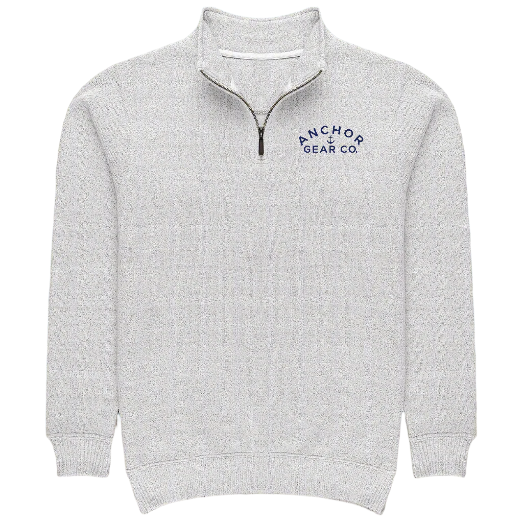 Gray sweater with 'Anchor Gear Co.' logo on a white background