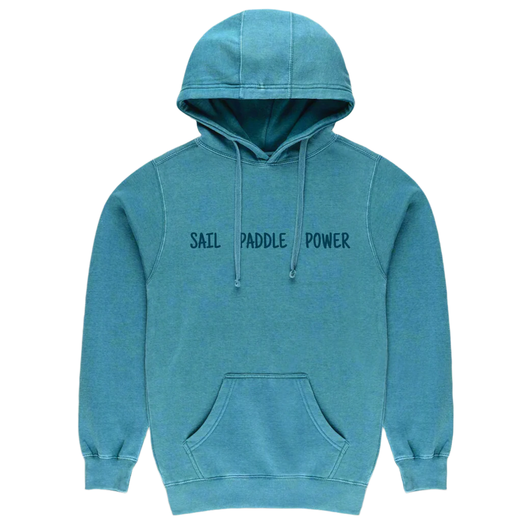 A hoodie with 'Anchor Gear Co. A Way of Life' logo on the back, in a Jade green color, featuring a graphic design.