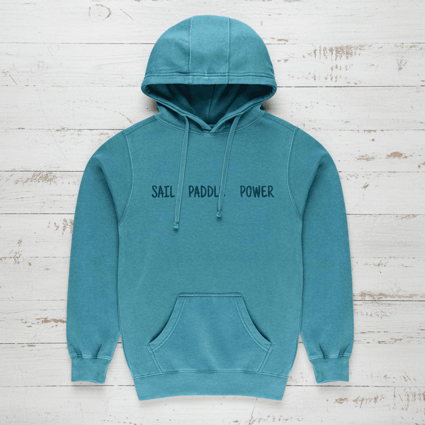 A hoodie with 'Anchor Gear Co. A Way of Life' logo on the back, in a Jade green color, featuring a graphic design.