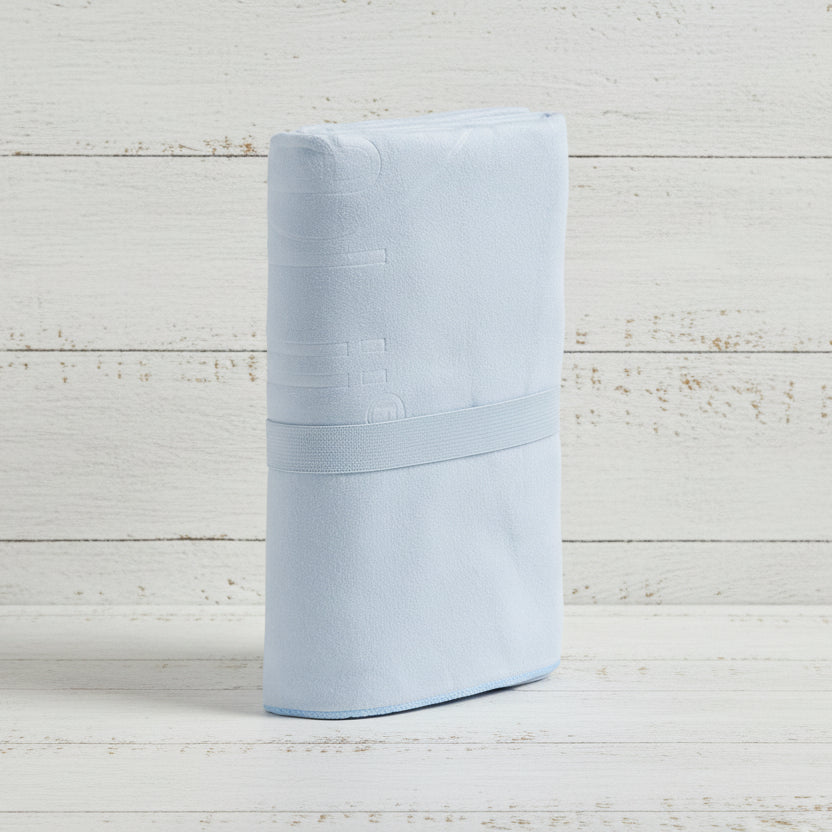 Light blue fabric swatch on a white background